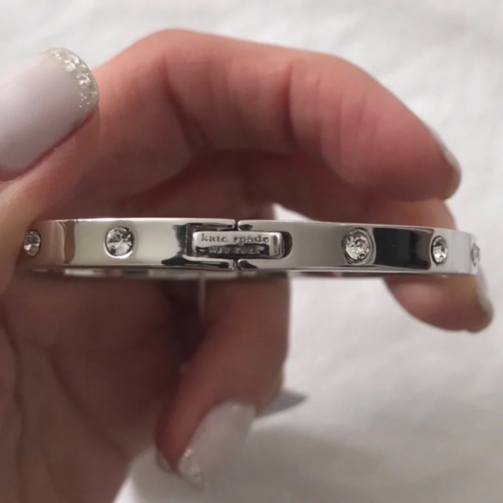 KATE SPADE • Silver Set In Stone Bangle Bracelet - Picture 7 of 9